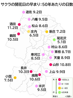 サクラ開花日マップ